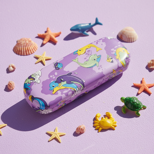 Paarse dolfijnenkoker met schelpen