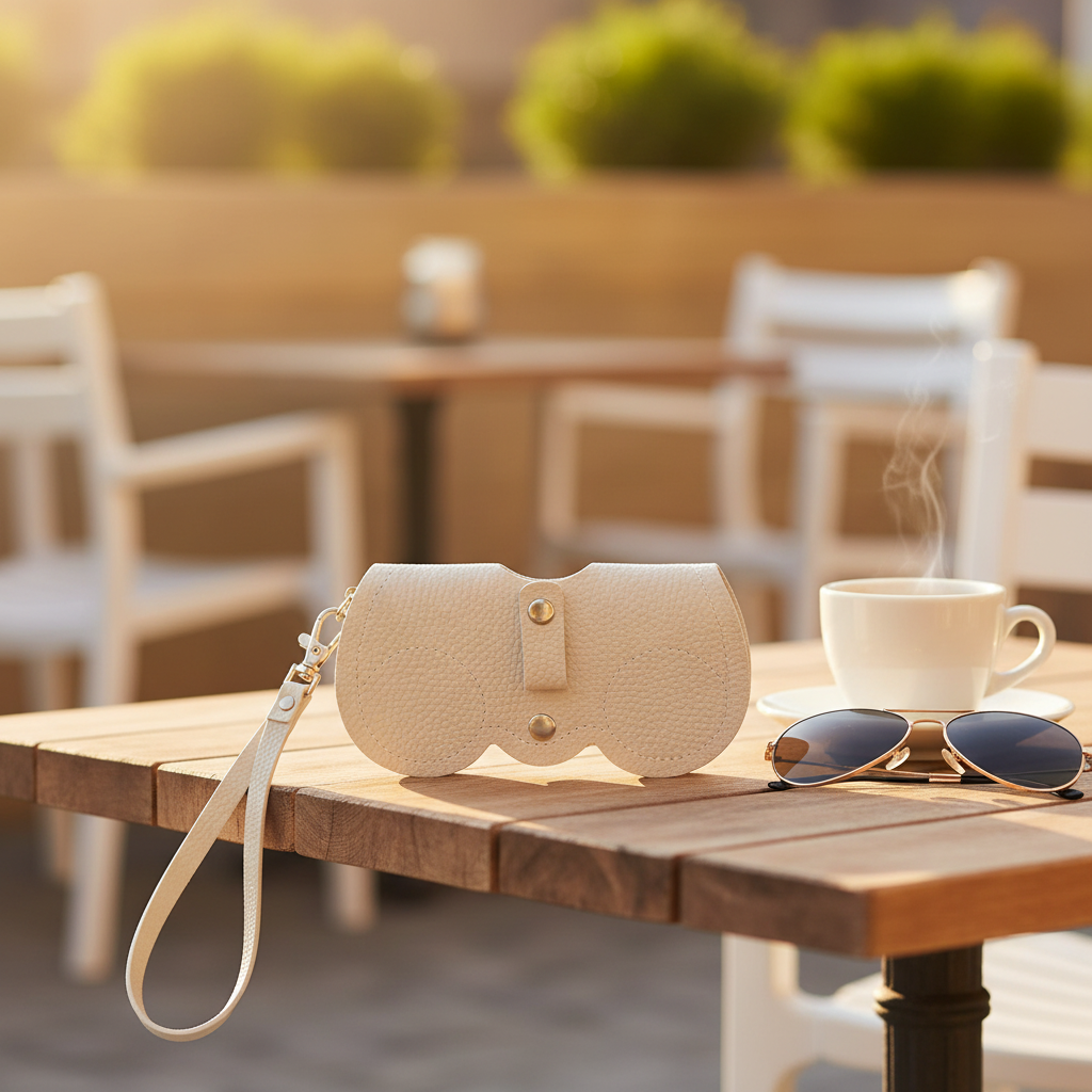 Crème etui op terras
