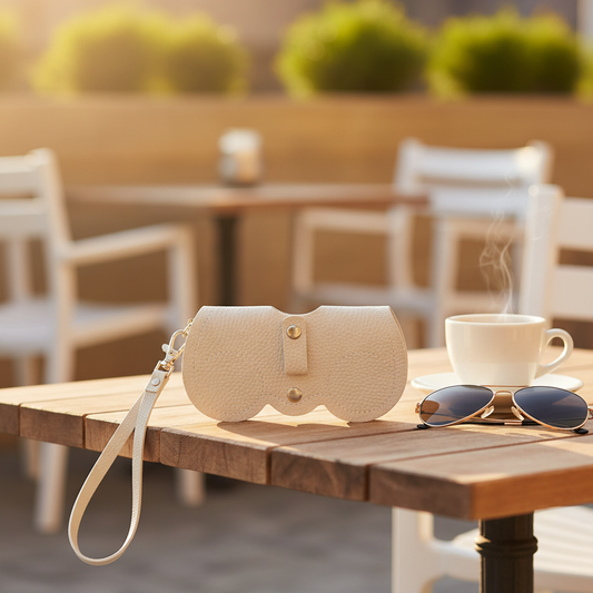 Crème etui op terras